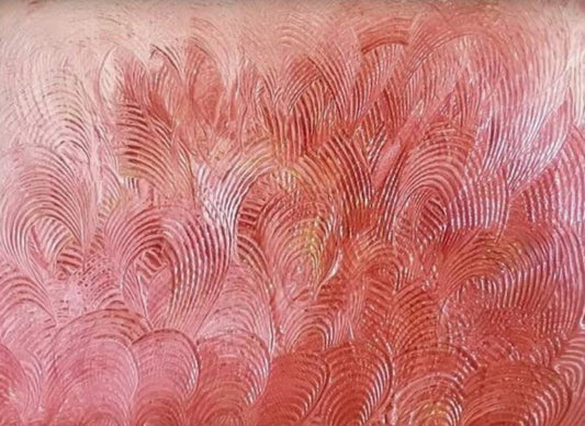 Acrylgemälde „Rote Welle“ von Federica: wellenförmige Strukturen in intensiven Rottönen auf Leinwand, 80 x 100 cm