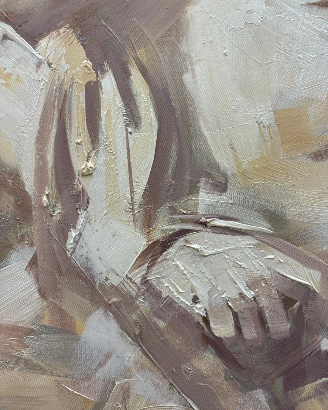 Detailaufnahme: Ein ausdrucksstarkes Ölgemälde von Vadim Lazarev (King David), das einen bärtigen Mann mit Turban zeigt. Dynamische, erdige Pinselstriche verleihen der Figur Bewegung und Tiefe. Die warme, beige-braune Farbpalette unterstreicht die emotionale Intensität des Kunstwerks. Ein modernes, impressionistisches Meisterwerk auf Leinwand, perfekt für Sammler und Liebhaber einzigartiger Kunstwerke.