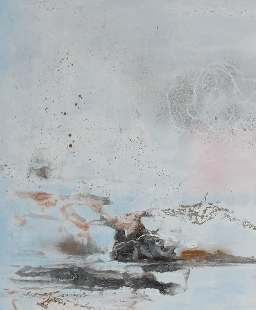 Abstraktes Gemälde "Farbharmonie" von Olga Kühn (70x100 cm). Minimalistische Mischtechnik auf Leinwand in harmonischen monochromen Farbtönen.