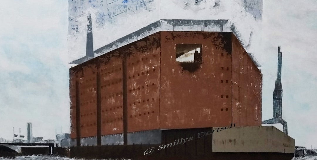 Handgemaltes Acrylgemälde "Elbphilharmonie Hamburg" von Smillya Dartsch. Ein Unikat, das die ikonische Architektur und ihre Verbindung zum Himmel einfängt.