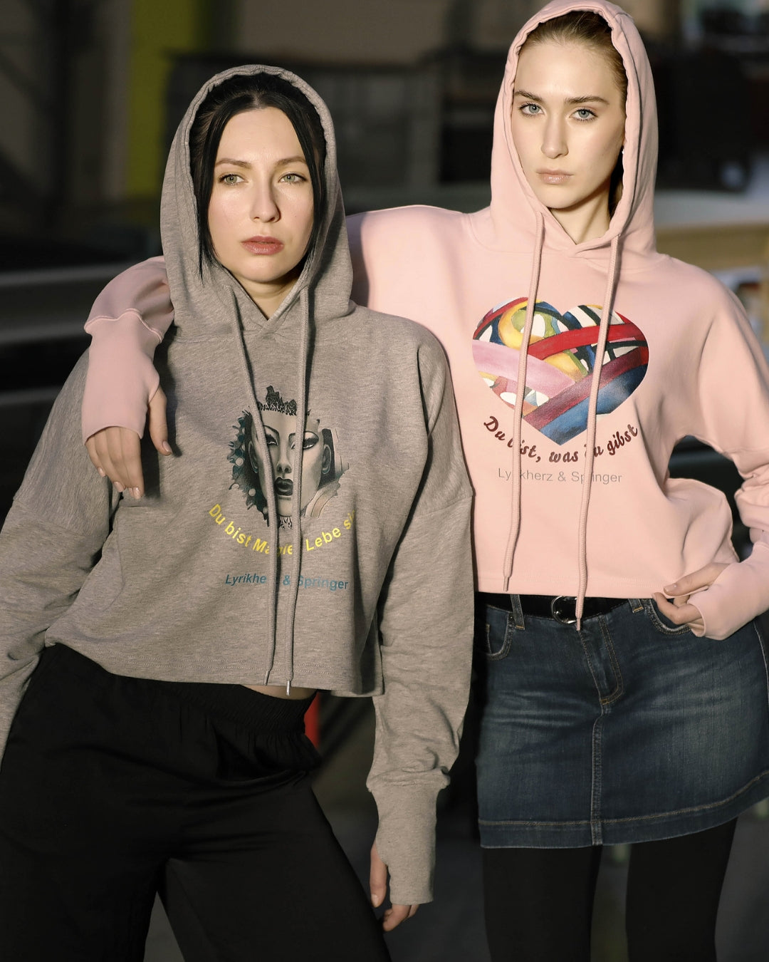 Crooped Hoodie - Grau