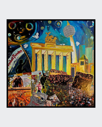 Gemälde "Frieden und Freiheit" von Carina Teufel, zeigt eine abstrakte Darstellung von harmonischen Elementen, die Frieden und grenzenlose Freiheit symbolisieren. 