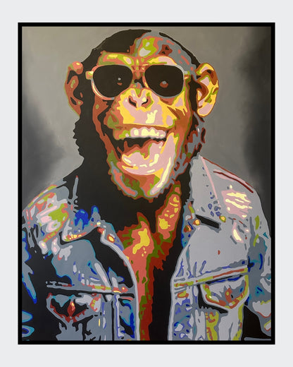 Pop-Art-Affe „Ralle“ von Sabine Hoch-Himmighofen – 80er-Jahre-Kunstwerk als Fine Art Print oder Digigrafie auf Leinwand.