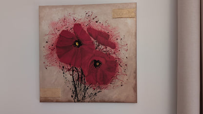 Mohnblumen, Acryl auf Keilrahmen, 50x50 cm